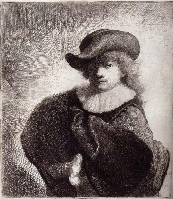 REMBRANDT Harmenszoon van Rijn Self-Portrait in a Soft Hat and Embroidered Cloak china oil painting image